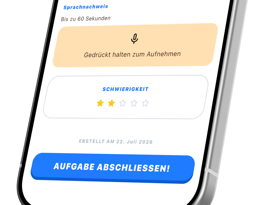 Habisun-Ansicht zum Aufnehmen von Sprachanweisungen für eine Aufgabe