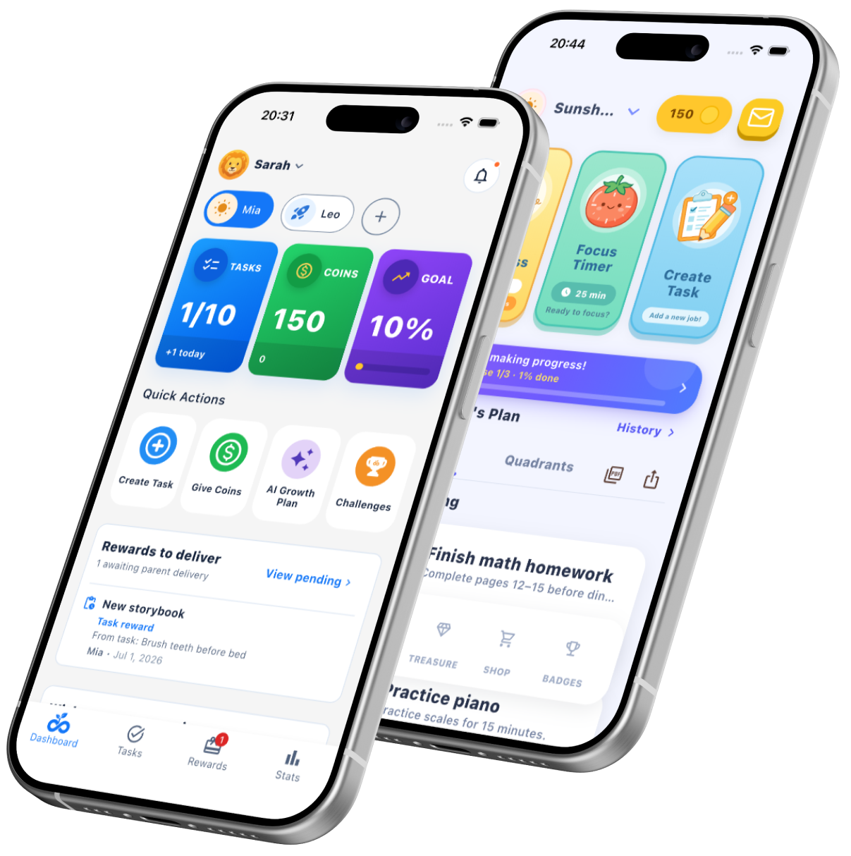 Habisun app on parent and child devices