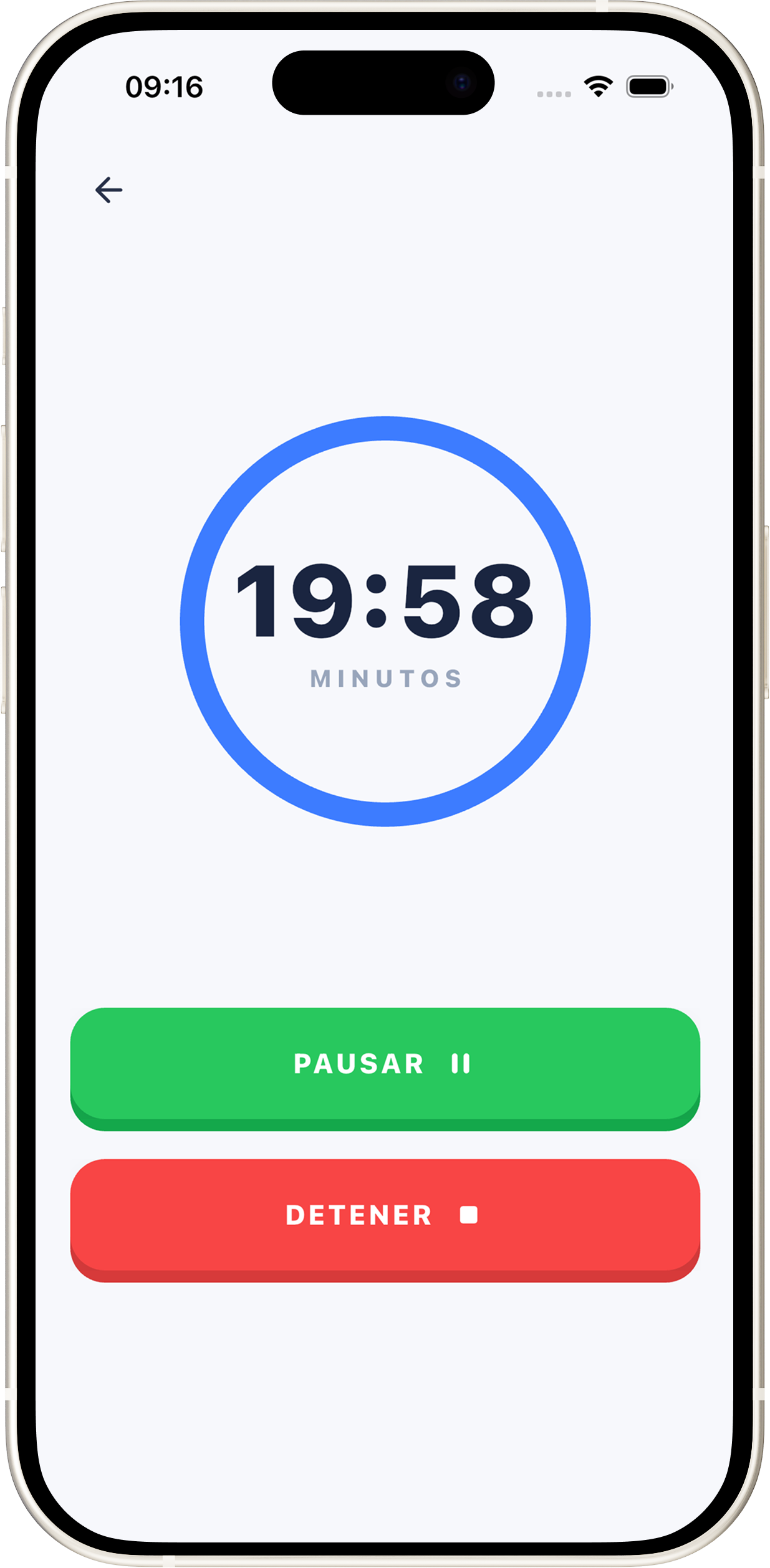 Temporizador de enfoque de Habisun configurado en 25 minutos