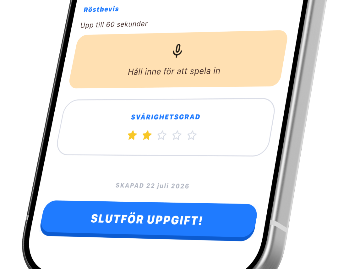 Habisun-vy för att spela in röstinstruktioner till en uppgift